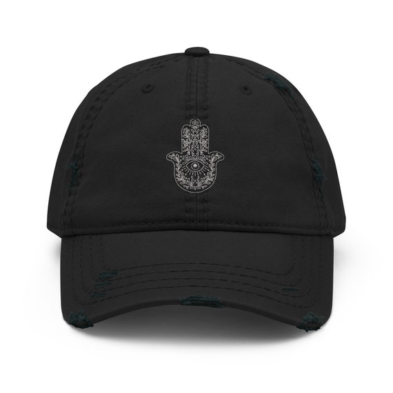 Embroidered Hamsa Hand Distressed Dad Hat: Lucky Symbol - Etsy display picture 3