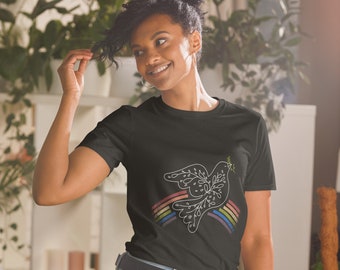 Dove of Peace Rainbow T-shirt: Unisex Love & Unity Tee