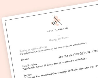 Rosh Hashanah Blessing Card: Apple & Honey Prayer (PDF Download)