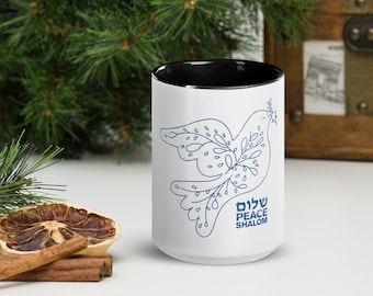 Ceramic Mug | Dove Peace Shalom Print Mug | Peace Symbol Printed Coffee Cup