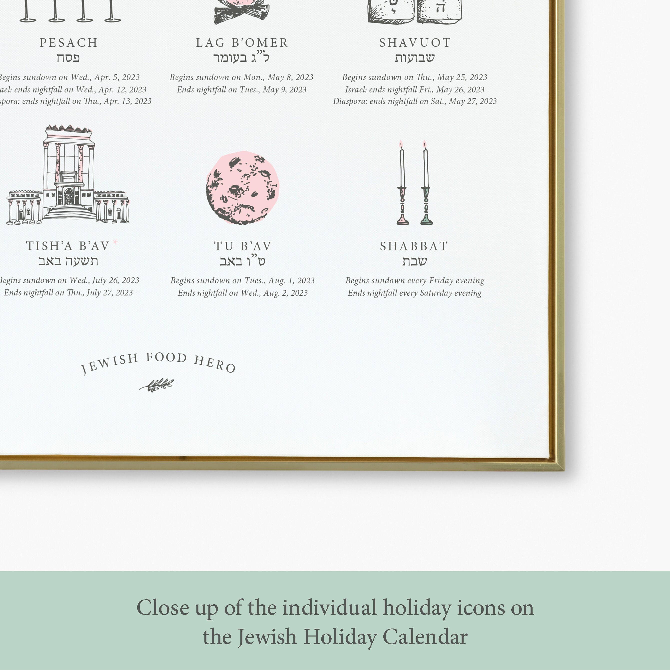 Calendrier Chabbat 2023 Jewish Holiday Calendar 2022-2023 Hebrew Calendar Year 5783 | Etsy