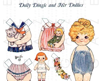 1950s Dress Up Dolls Digital Paper Doll Set 1 Printable Etsy