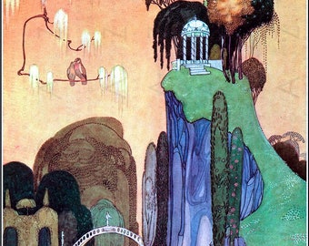 GORGEOUS Art DECO Scene RARE Kay Nielsen Illustration. In Powder & Crinoline Fairy Tales Print. Digital Fairy Download.