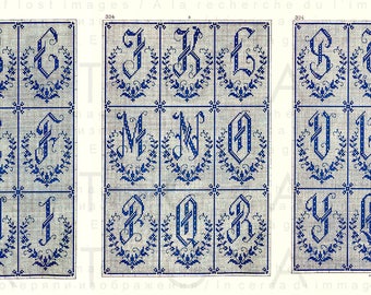 Antique Sajou French CROSS STITCH Monograms Digital Download. Vintage Cross Stitch Chart Decorative ABC. 19th C Embroidery Fonts.