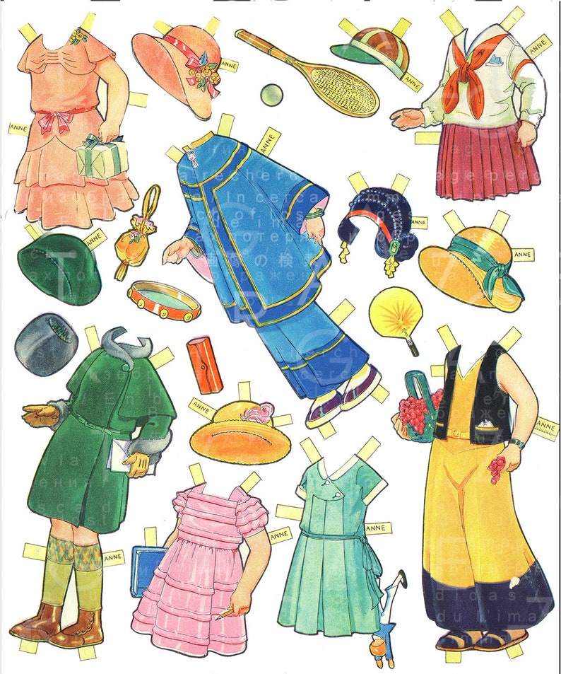 1930s PRINTABLE Vintage Paper DOLLS Book PDF Download. 9 Dress Etsy