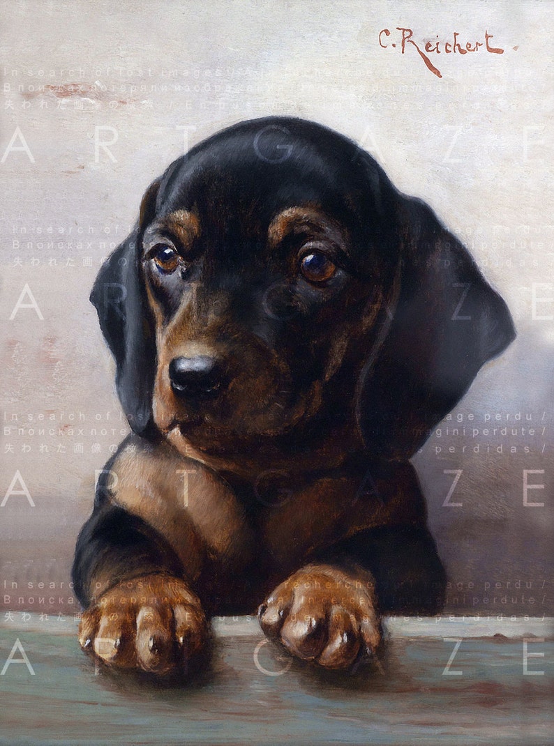 Puppies Carl Reichert Cute Dogs Art Print antique wall deco Vintage
