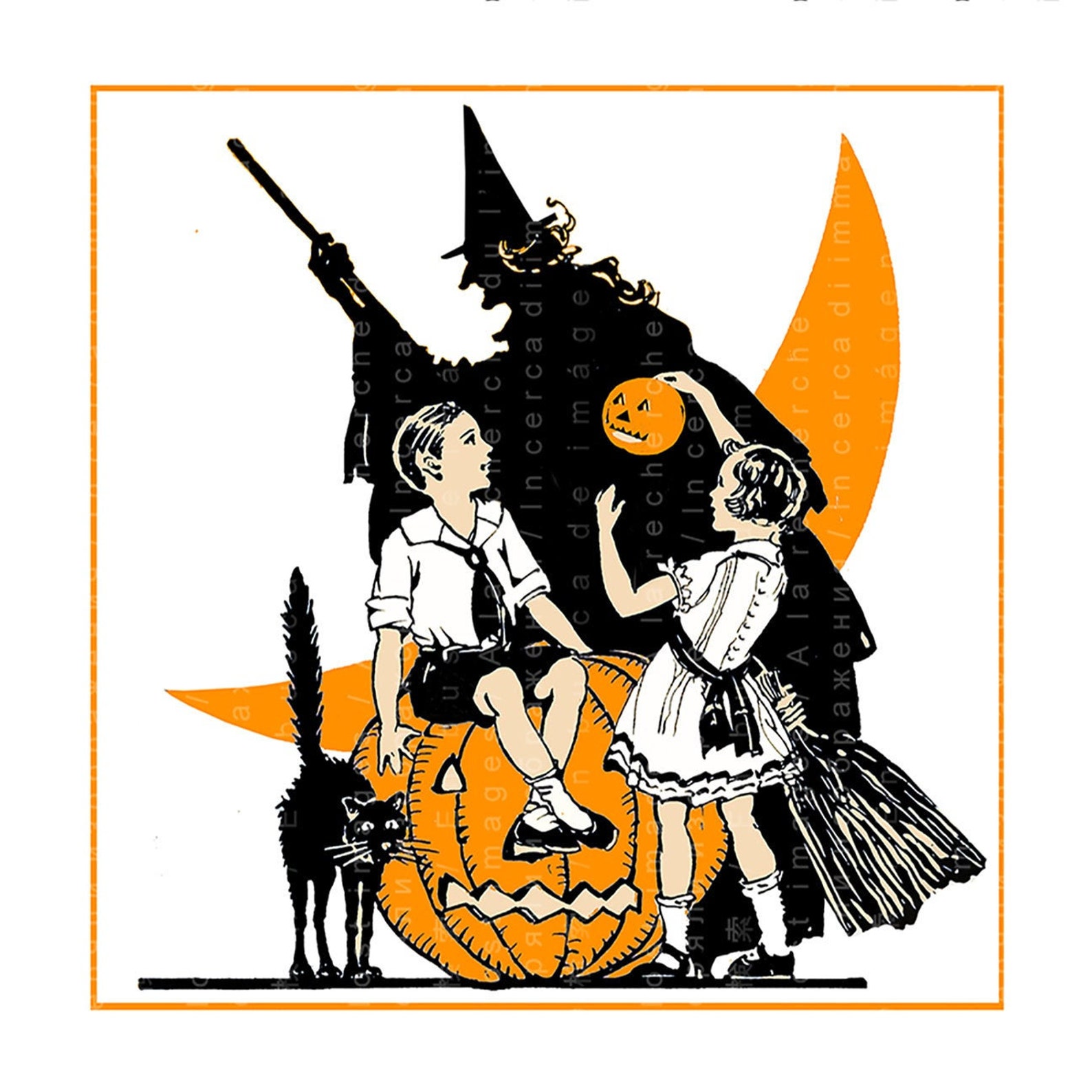 HALLOWEEN FUN Rare Art Deco Vintage HALLOWEEN Illustration Etsy