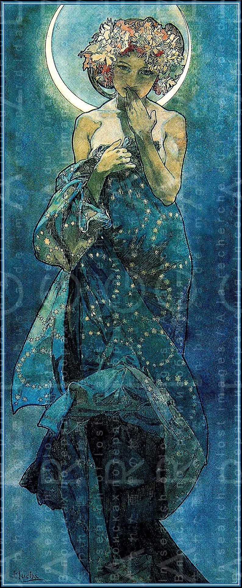 MOONLIGHT Fairy STUNNING MUCHA Art Nouveau Print. Digital Etsy