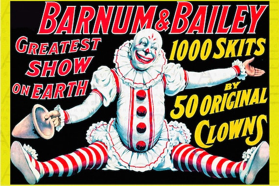 Art Print Picture VINTAGE CIRCUS Children/'s CLOWN Ringling Bros /& Barnum Bailey