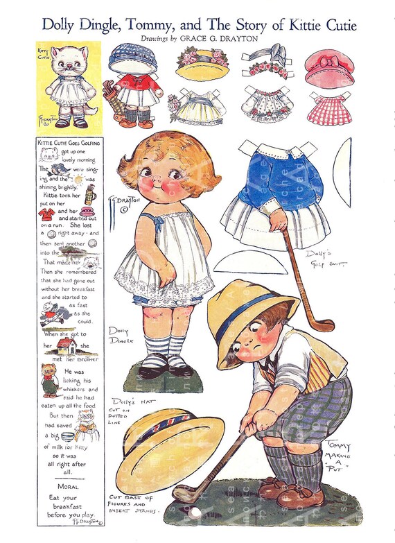 DOLLY DINGLE'S Paper Dolls Kittie Cutie Story. Printable Etsy
