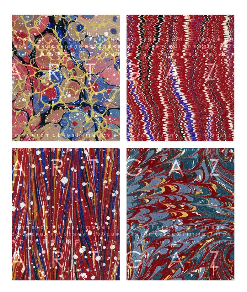 Antique Marble Papers. Vintage Marbled Papers Digital Etsy