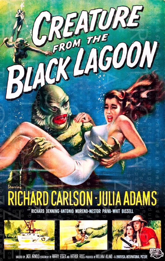 Creature Of The Black Lagoon Movie Poster Vintage Movie Etsy Creature Of The Black Lagoon Movie Poster Vintage Movie Etsy