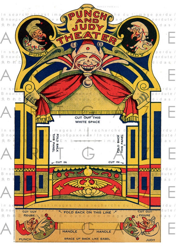 Punch Judy Printable Paper Toy Theater Antique Hand Puppets Etsy