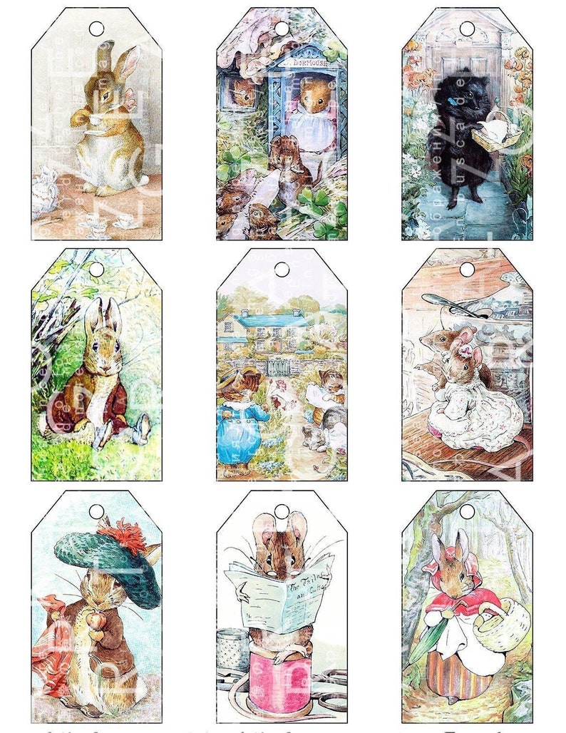 PETER RABBIT /& Friends Lovely Gift Tags Beatrix POTTER Printable Illustrations Peter Rabbit Images Digital Download.