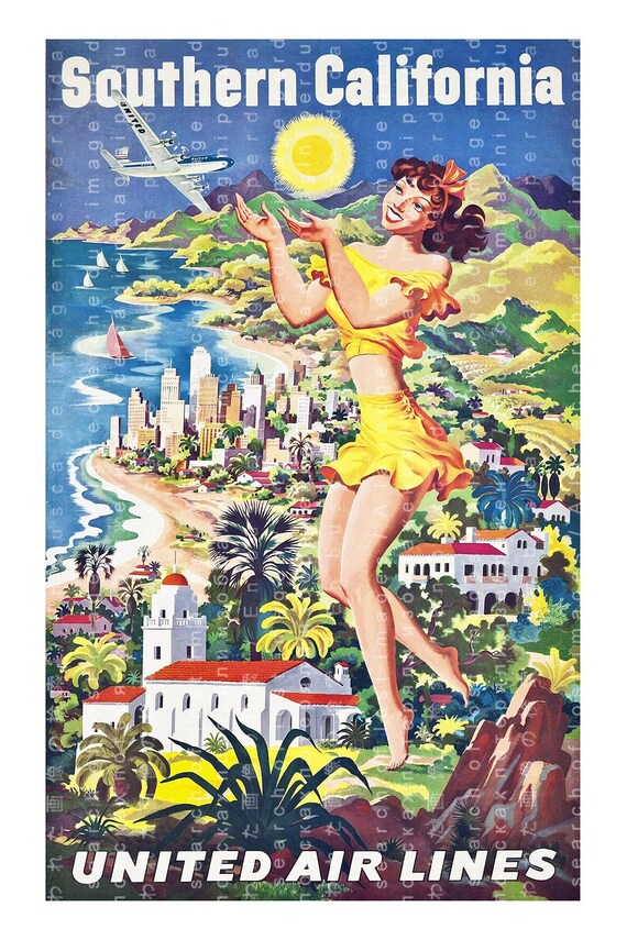 SOUTHERN CALIFORNIA Wall Art California Vintage Travel Etsy