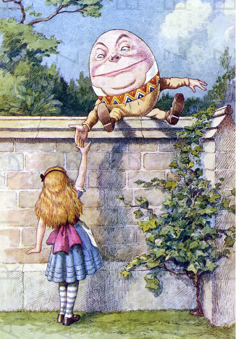 Humpty Dumpty Alice Au Pays Des Merveilles HUMPTY DUMPTY & ALICE In Wonderland Victorian Illustration. | Etsy