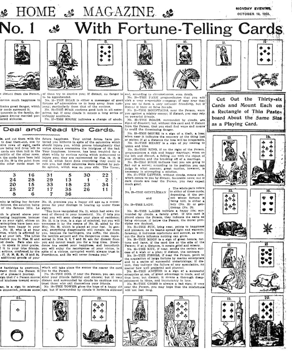 Printable FORTUNE TELLING CARDS. Old Gipsy Divination Etsy