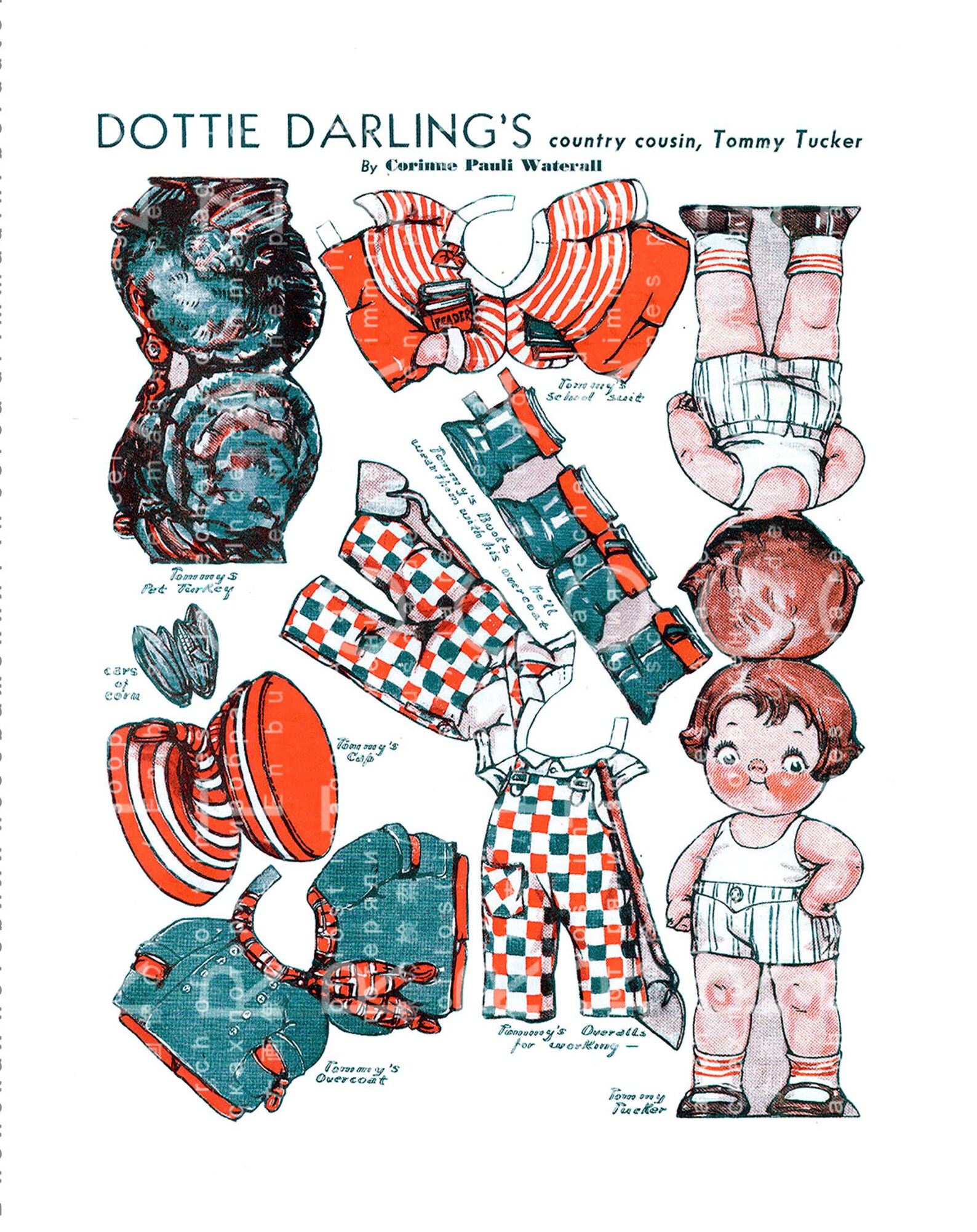 Printable DOTTY DARLING Paper Dolls. Thanksgiving Paper Doll. | Etsy