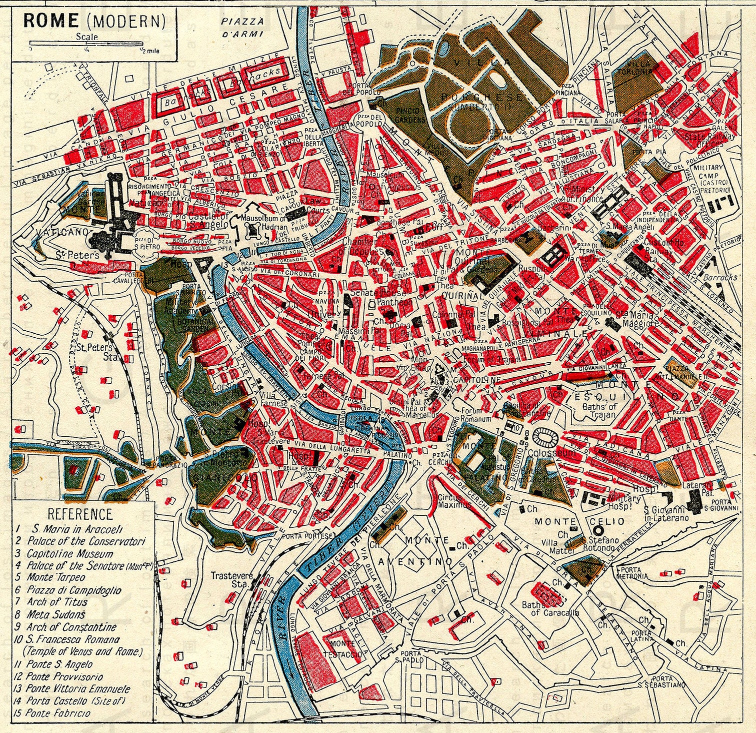 Printable Map Of Rome Vintage 20'S Rome Map. Printable Wall Art. Rome Italy | Etsy Ireland
