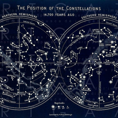 Vintage Star Chart Astronomy Wall Art Vintage Art Print - Etsy
