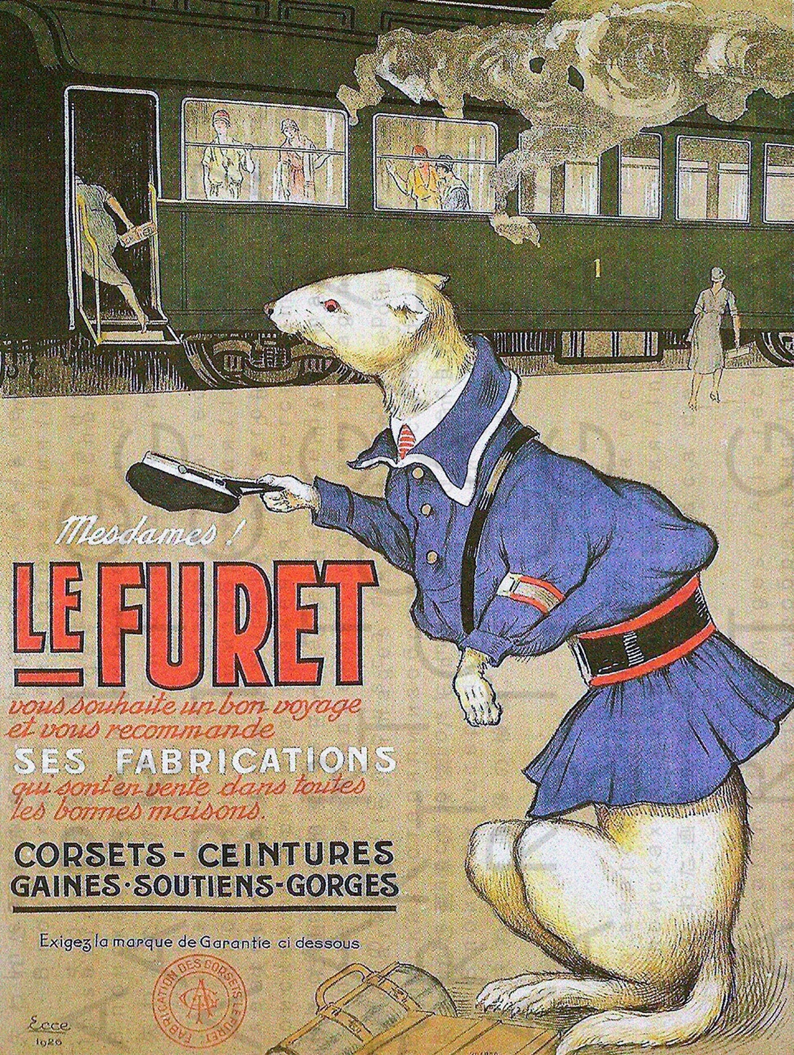 FERRET Poster. Printable Wall Art. French Antique Ad Etsy Hong Kong