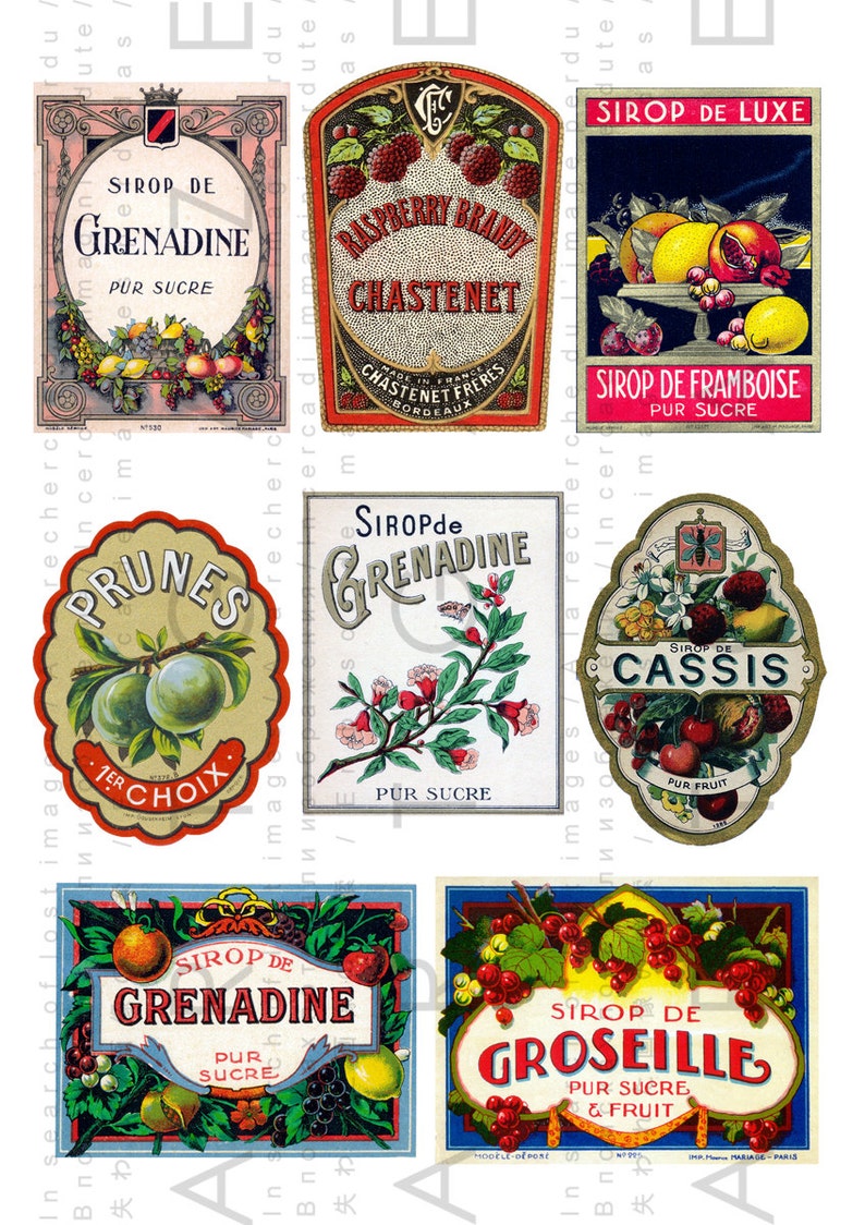 French Vintage Printable LIQUOR LABELS Beverages Bar Decor Etsy French Vintage Printable LIQUOR LABELS Beverages Bar Decor Etsy