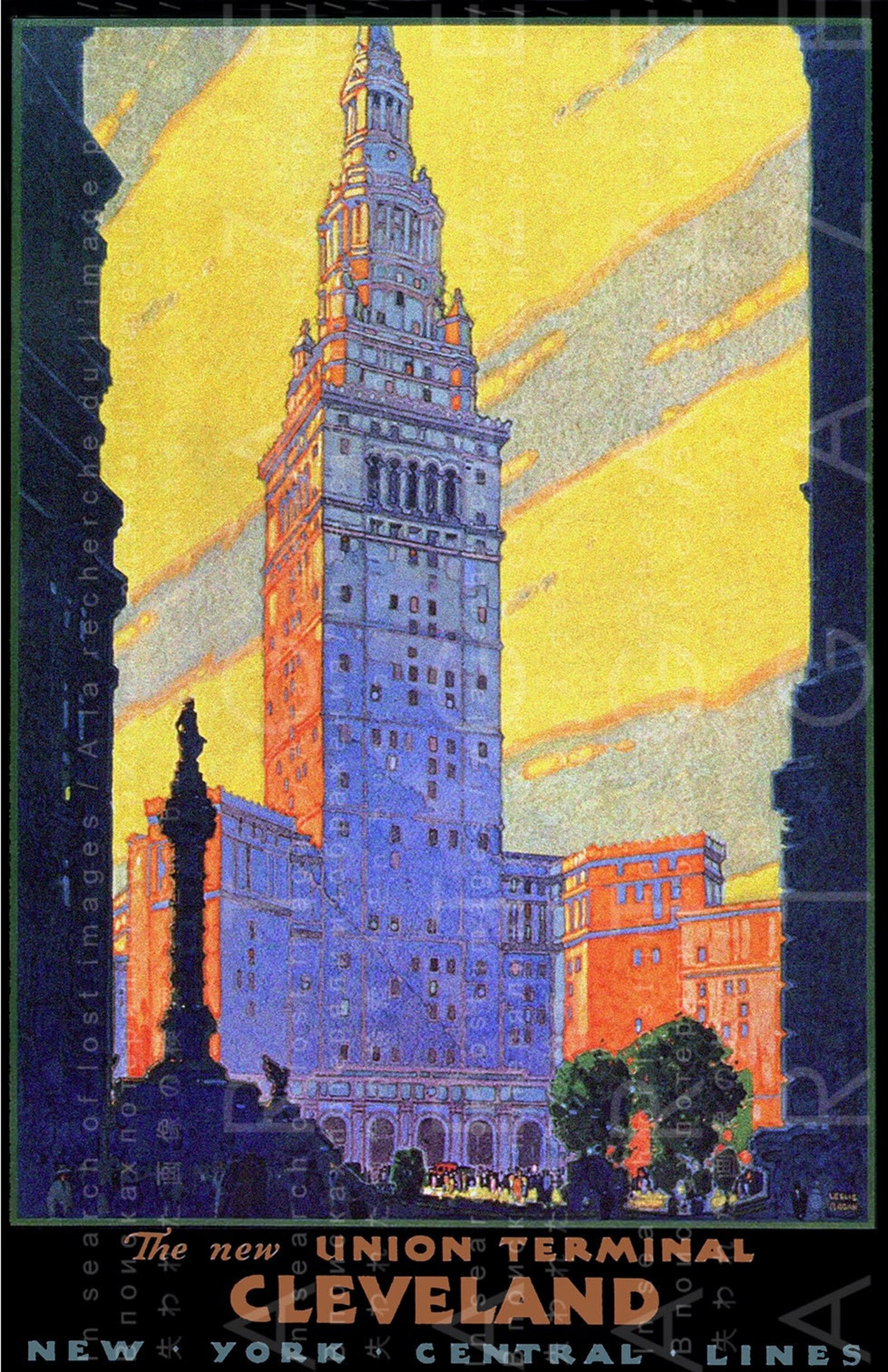 Lovely Cleveland Poster. Art Deco Print. Vintage Travel Poster Etsy