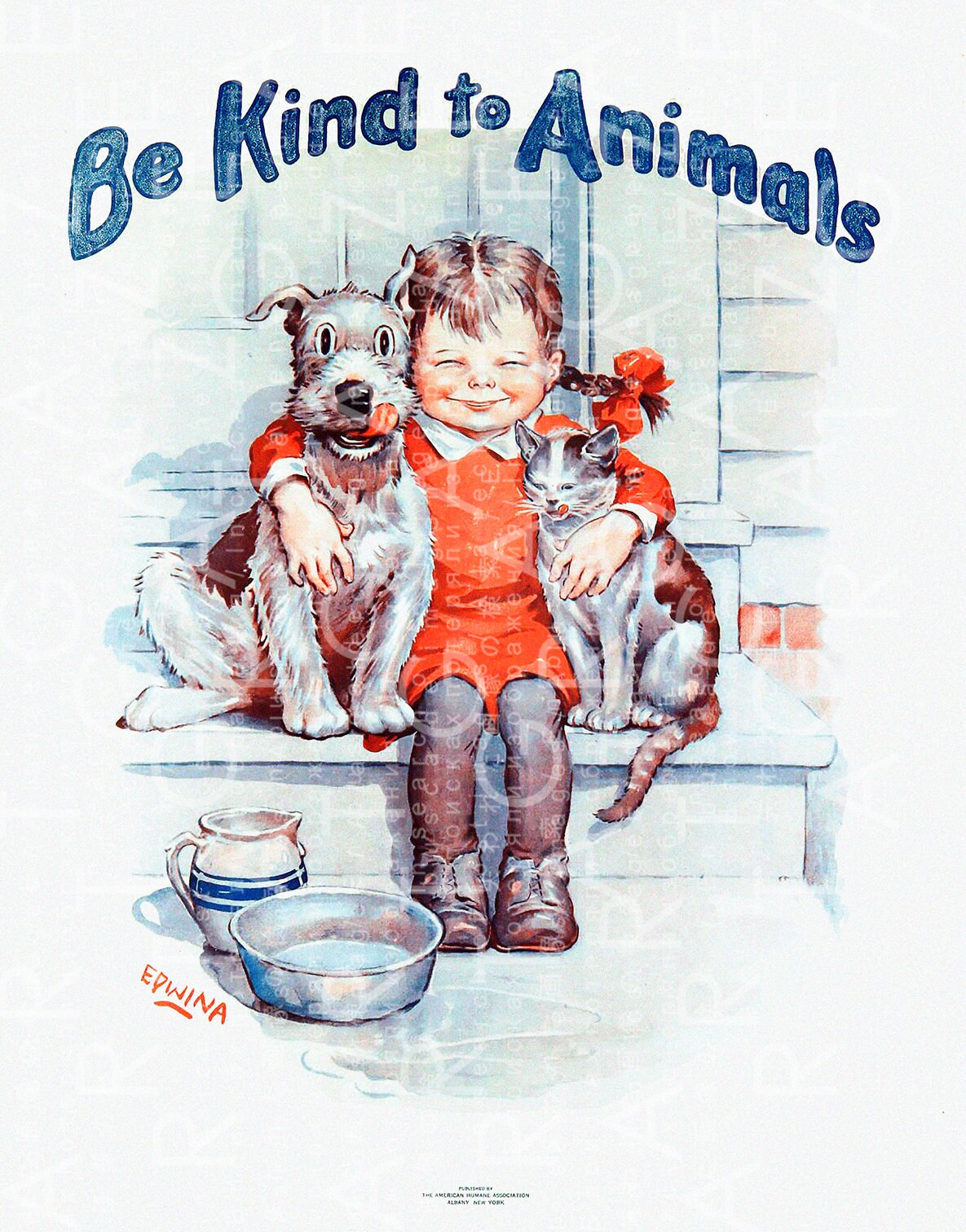 Be Kind to Animals Poster. Printable Wall Art. Girl & Her Pets - Etsy  Denmark