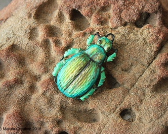 Green Scarab Beetle - Calosoma schayeri ornament or (pendant DIY)