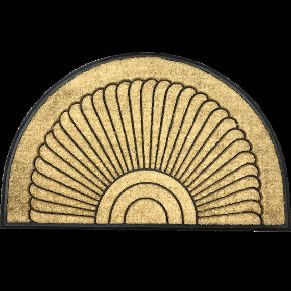 Sunburst Coco Mat Seashell Doormat Half Round Coir Mat Etsy