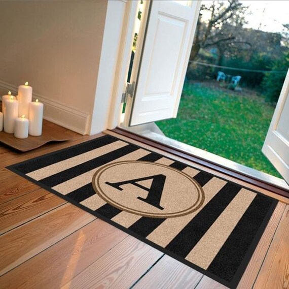 Farmhouse Monogrammed Mat Black Suede 2 Sizes All Monograms Available