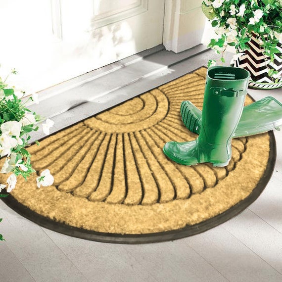 Sunburst Coco Mat Seashell Doormat Half Round Coir Mat Etsy