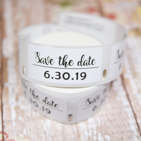 Save the date stickers 100-250-500 invitation labels 1" x 2" roll of stickers save the date invitation stickers packaging labels