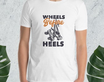Wheels Before Heels rollerderbyshirt: zacht katoenen T-shirt