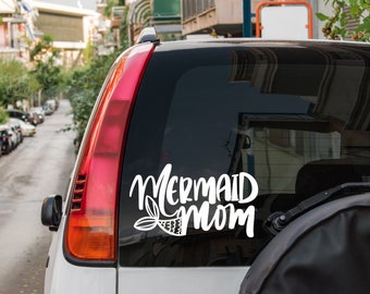 Mermaid Mom car window decal fast shipping • any size decal mermaid mom sticker mermaid car decal mom of a mermaid sticker mermaid tail