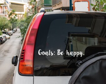 Goals: Be happy vinyl decal free shipping any size decal window sticker goals be happy car decal custom sticker inspirational laptop sticker