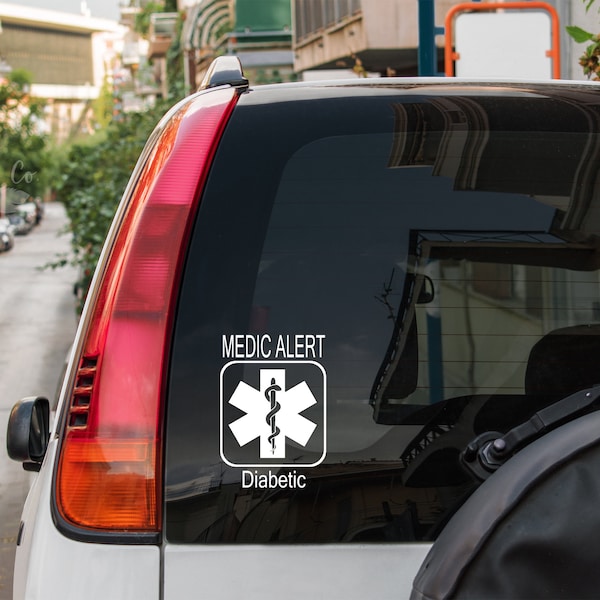 Medic alert Diabetic decal • car window decal • free shipping • Medic alert Diabetic decal • diabetic epilepsy peanut allergy car decal