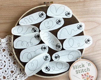 Bee Embroidery Stickers: Stick 'n Stitch Wash Away Patterns (12 Pack)