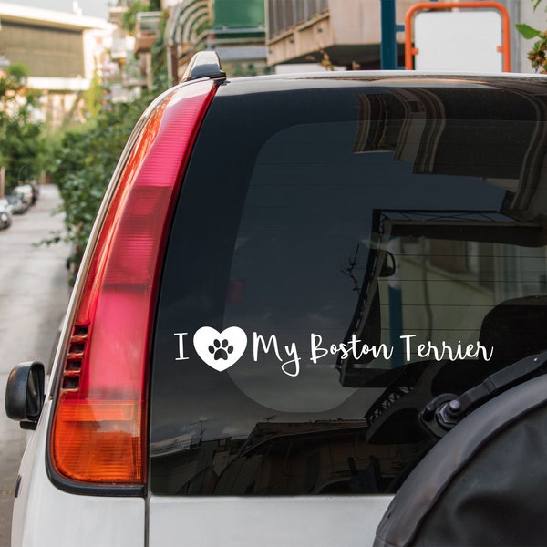 I love my Boston Terrier sticker • I love my Boston car decal • car window decal • free shipping • car decal love my doglaptop sticker