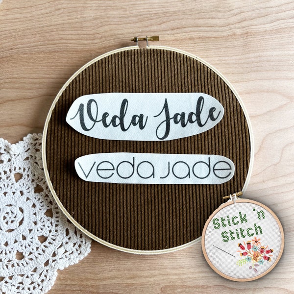 Stick 'n Stitch Custom Name Designs Hand Embroidery Kit Wash Away Embroidery Stickers Cross Stitch Pattern