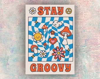 Retro Groovy Sticker - Waterproof Tumbler, Laptop Decal