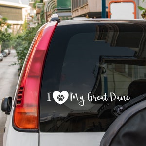 I love my Great Dane sticker • I love my Great Dane car decal • car window decal • free shipping car window sticker I love my dane dog decal