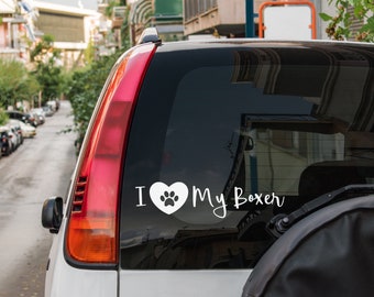 I love my Boxer sticker • I love my Boxer car decal • car window decal • free shipping car window sticker laptop sticker decal