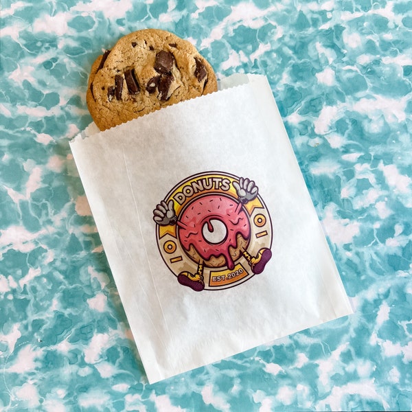 Logo bags free shipping custom printed bags party favor bags cookie bags mini donut bags grease resistant