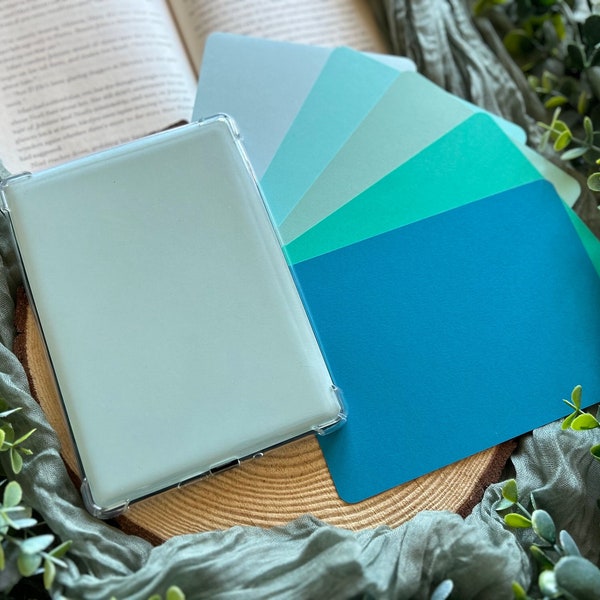 Kindle Case Insert | Blue, Ocean, Teal | Paperwhite EReader | Decor for Clear Case | Use with Stickers | Bookish Gift for Book Lovers