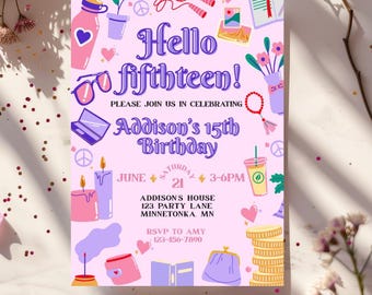 Pastelcore Dream Teen Girl Birthday Invitation: Editable Self Care Teenager Party Invite (Printable 5x7)