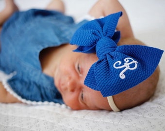 Baby headband bow, Personalized Baby hairbows, Custom Newborn Headband, Skinny nylon headband bows,Custom baby headband bow, Monogrammed bow