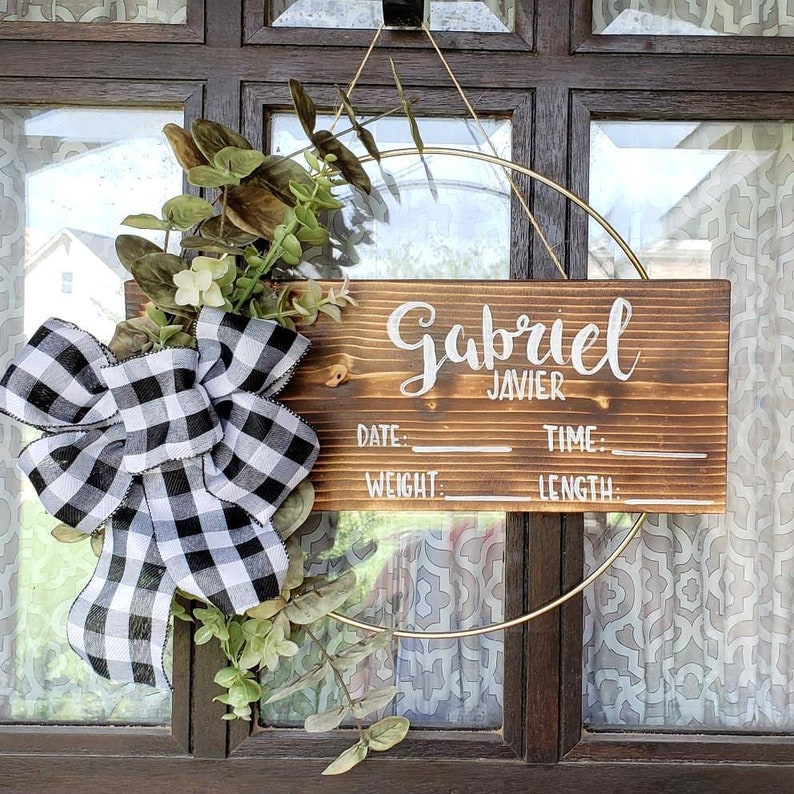 Baby Door Hanger Baby Boy Wreath Girl Hospital Stat Sign Etsy