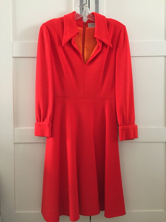 Vintage dress and overcoat set, vibrant red