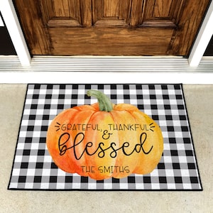 Fall Doormat | Pumpkin Doormat | Welcome Pumpkin Doormat | Fall Porch Decor | New Home Gift | Hostess Gift | Fall Decor | Welcome Doormat